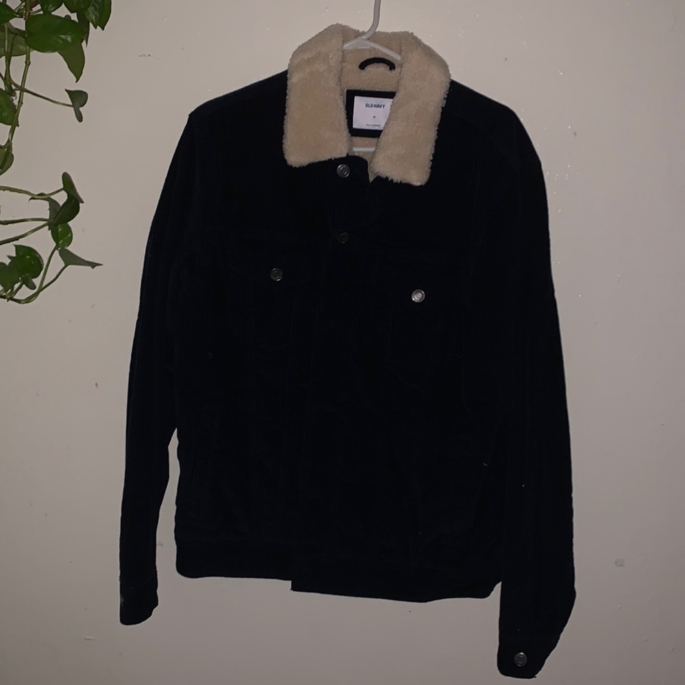 old navy denim fur jacket